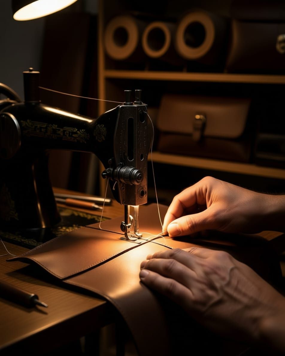Leather craftsman at work